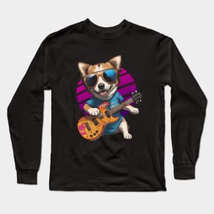 Dog Play Guitar Long Sleeve T-Shirt